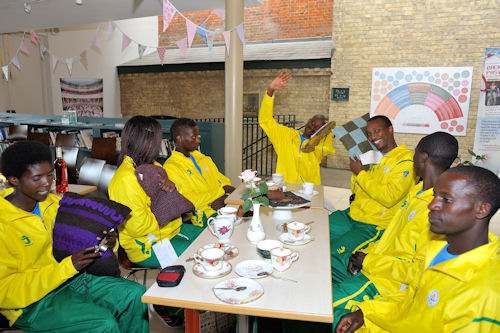 Rwandan Olympic Team with cushions